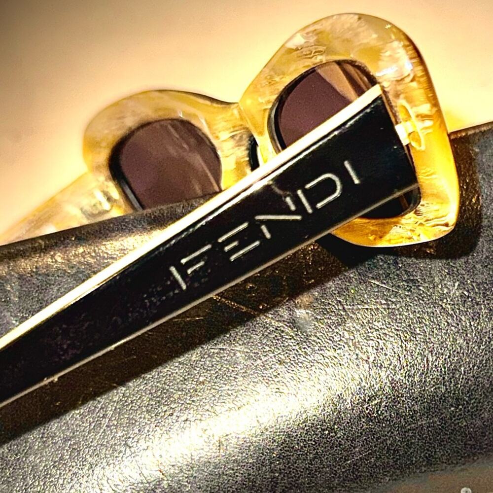 Vintage Fendi Sunglasses “Black Horn” & Fendi Twist Zucca Hard Case